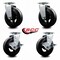 Service Caster 6 Inch Rubber on Cast Iron Swivel Caster Set with Roller Bearings 2 Brakes SCC-20S620-RSR-2-TLB-2 - alternate 3